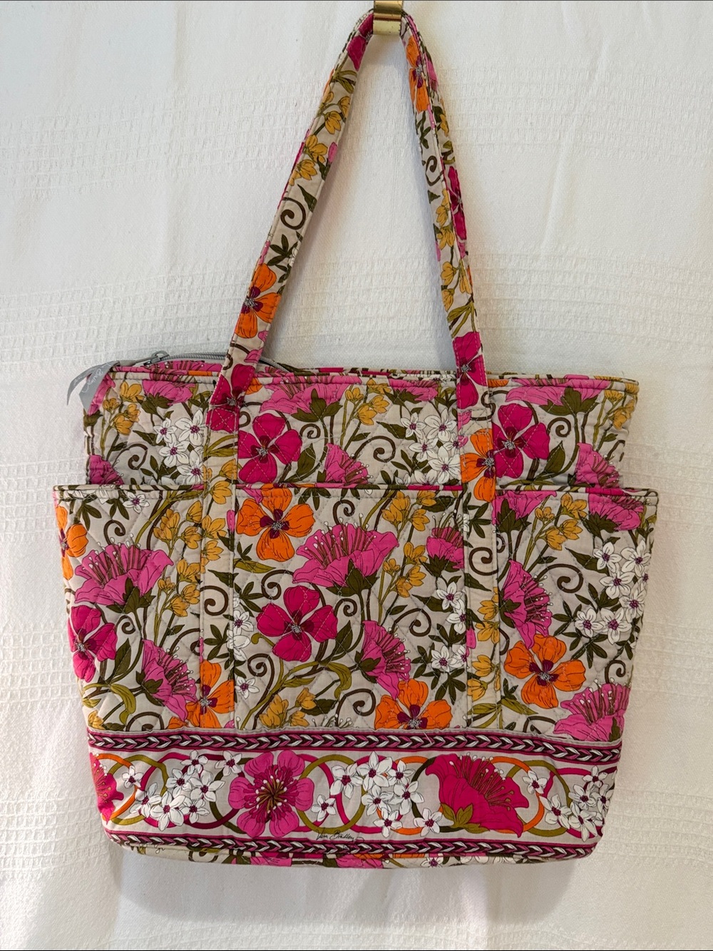 Vera Bradley Pink and Orange Floral Quilted Tote